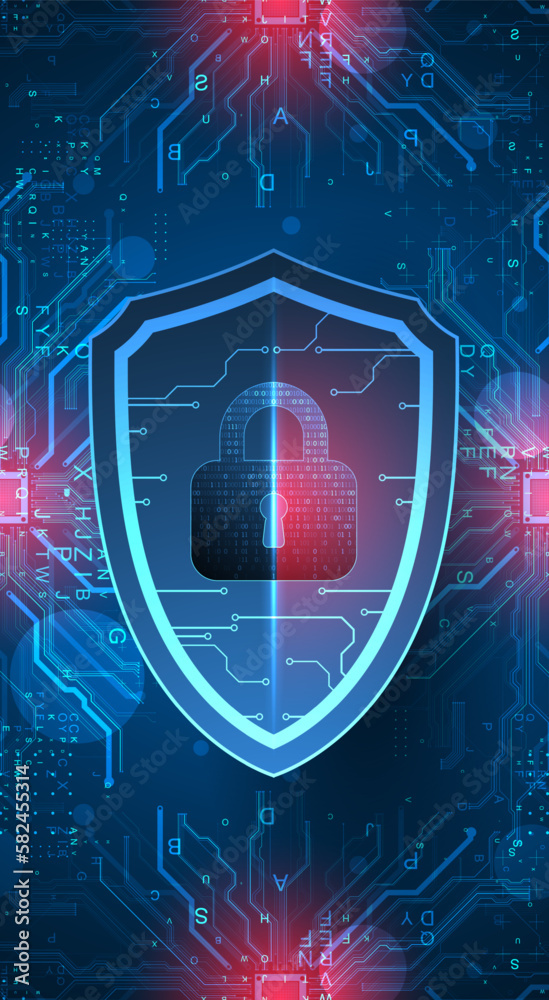 Aufkleber Technological abstract background on the topic of information protection and computer security. .