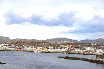 Fototapeta na wymiar View from Brønnøysund bridge, Helgeland coast, Norway