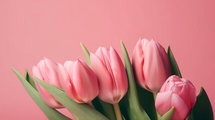 Spring Tulips on the pink background