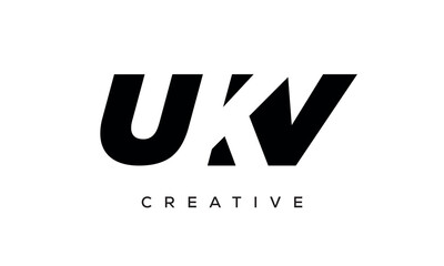 UKV letters negative space logo design. creative typography monogram vector 