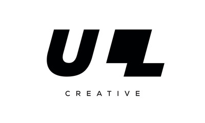 ULL letters negative space logo design. creative typography monogram vector	