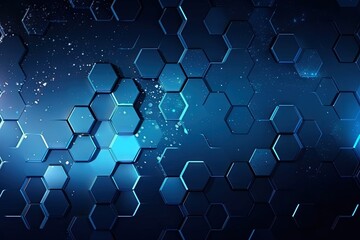 Geometric horizontal background with hexagons blue illustration generative ai