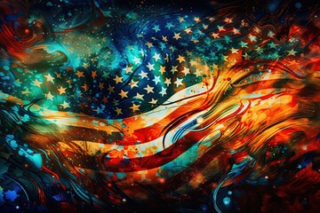Obraz na płótnie Canvas 4th july independence day abstract banner background illustration generative ai