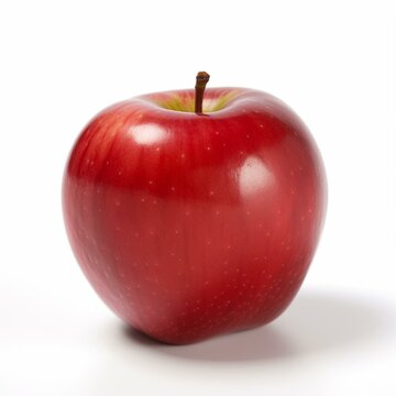An isolated single red apple on a white background Generative AI