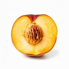 An isolated sliced peach on a white background Generative AI