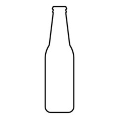 Bottle beer with glass contour outline line icon black color vector illustration image thin flat style