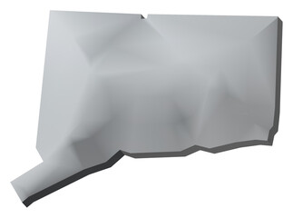 Connecticut state of US map 3D map isolated with transparency