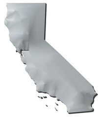 California state of US map 3D map isolated with transparency