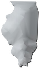 Illinois state of US map 3D map isolated with transparency