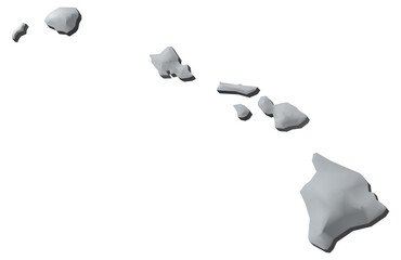Hawaii state of US map 3D map isolated with transparency