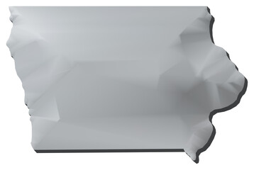 Iowa state of US map 3D map isolated with transparency