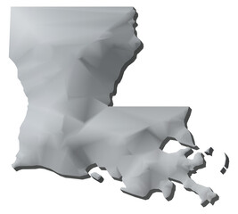 Louisiana state of US map 3D map isolated with transparency
