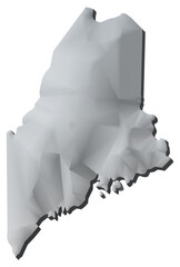 Maine state of US map 3D map isolated with transparency