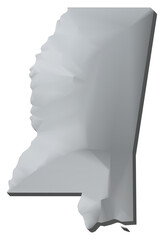 Mississippi state of US map 3D map isolated with transparency