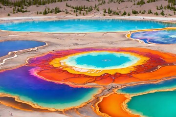 photo of grand prismatic spring, generative art by A.I