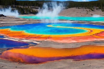 photo of grand prismatic spring, generative art by A.I