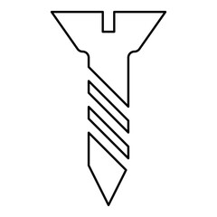 Screw metal wood contour outline line icon black color vector illustration image thin flat style