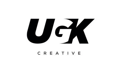 UGK letters negative space logo design. creative typography monogram vector	