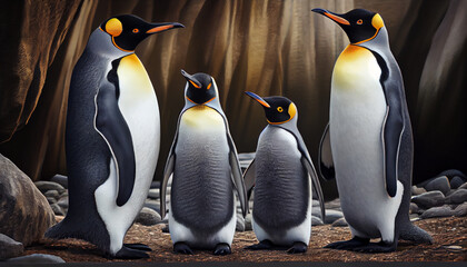 Obraz premium Emperor Penguins with chick