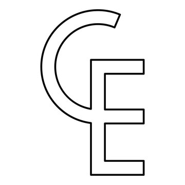 Euro-currency sign ECU European Symbol ecu CE ce contour outline line icon black color vector illustration image thin flat style