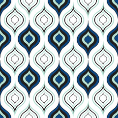 Seamless Ikat ethnic pattern. Abstract textured background in blue tone,folk embroidery, Aztec chevron art and Mexican style.fabric carpet ornament native textile wallpaper vector illustration design.