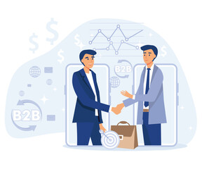 B2B : Business to business concept. Successful business collaboration. flat vector modern illustration 