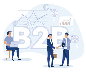 B2B : Business to business concept. Successful business collaboration. flat vector modern illustration 