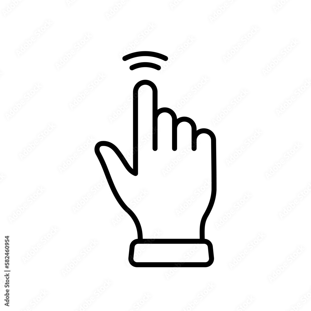 Poster double tap gesture of computer mouse. pointer finger black line icon. cursor hand linear pictogram. 
