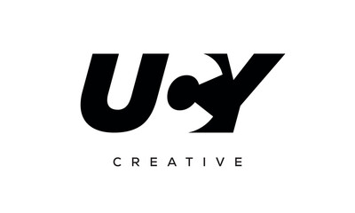 UCY letters negative space logo design. creative typography monogram vector	