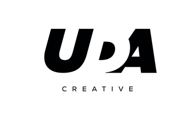 UDA letters negative space logo design. creative typography monogram vector	