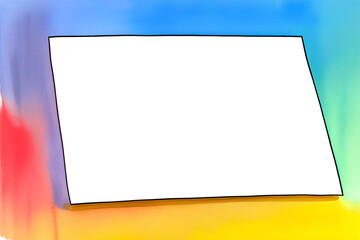 Fototapeta premium a sheet of folded paper on a bright watercolor background. Place for your text, a transparent piece of paper. generative AI