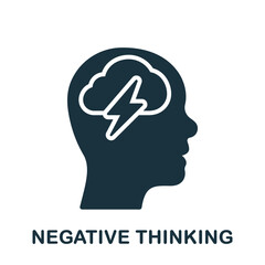 Negative Thinking Silhouette Icon. Pessimism, Frustration, Furious Expression Symbol. Mental Disorder, Thunder in Human Head Glyph Pictogram. Pessimistic Person Sign. Isolated Vector Illustration