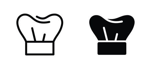 Chef hat icon. Restaurant sign and symbol. A chef's hat icon in line and flat style. Vector illustration - obrazy, fototapety, plakaty