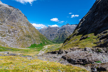 views of fiordland national park in new zealand