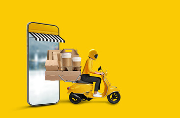 food delivery online concept, delivery man
