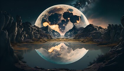 intergalatic and lunar moonscape, generative ai