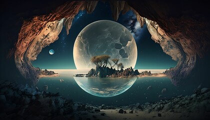 intergalatic and lunar moonscape, generative ai