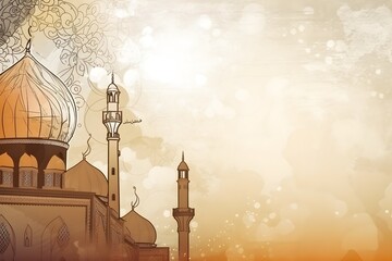 Artistic illustration of month Ramadan and Eid al Fitr Generative AI