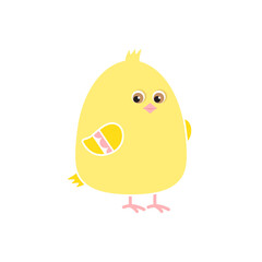 Cute funny chicken. Vector simple flat illustration in children's style. Little bird character.