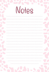 Notes list, daily planner decorated with pale pink terrazzo pattern and trendy lettering