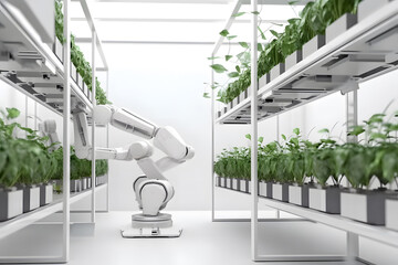 Modern agricultural technology using robots. Generative AI