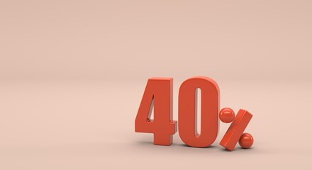 40, 40%, discount background, percentage, discount flyer, % (3d illustration)