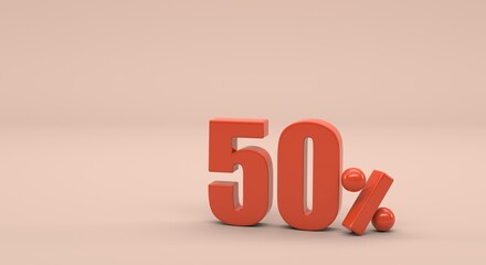 50, 50%, discount background, percentage, discount flyer, % (3d illustration)
