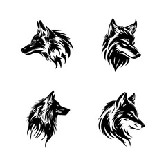 Fototapeta na wymiar Howl at the moon with our angry wolf logo silhouette collection! Hand-drawn with love, these illustrations are sure to add a touch of wildness and strength to your project