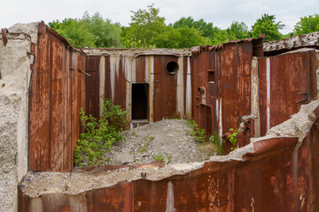 Abandoned secret nuclear bunker. Cold War command post, object 1180. Background