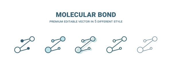 molecular bond icon in 5 different style. Outline, filled, two color, thin molecular bond icon isolated on white background. Editable vector can be used web and mobile