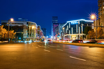 Bustling Chengdu night view in the evening
