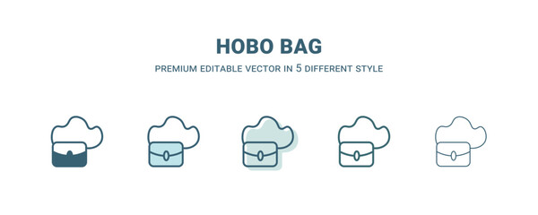 hobo bag icon in 5 different style. Outline, filled, two color, thin hobo bag icon isolated on white background. Editable vector can be used web and mobile