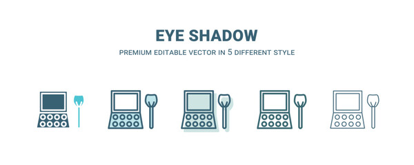 eye shadow icon in 5 different style. Outline, filled, two color, thin eye shadow icon isolated on white background. Editable vector can be used web and mobile