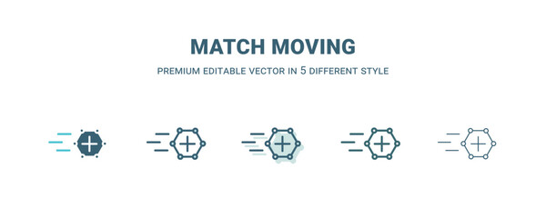 match moving icon in 5 different style. Outline, filled, two color, thin match moving icon isolated on white background. Editable vector can be used web and mobile